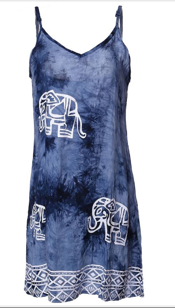princess polly baby blue dress TripleClicks.com: Sexy Women Sleeveless Strap Elephant Printed Beach Party  Mini Dress