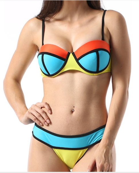 Color Block Neoprene Bikini