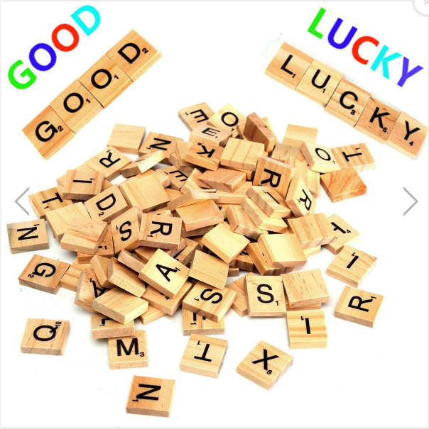 100pcs Wooden Scrabble Letters Scrapbooking Playing