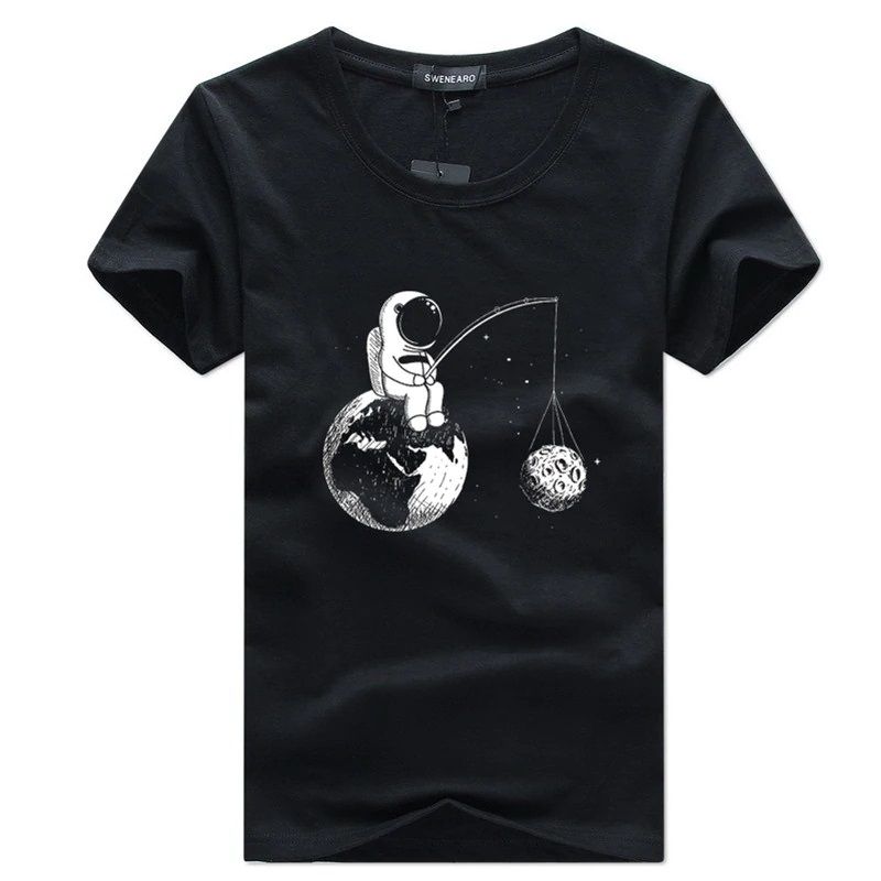 TripleClicks.com: Fishing the moon printed Cotton T-shirt