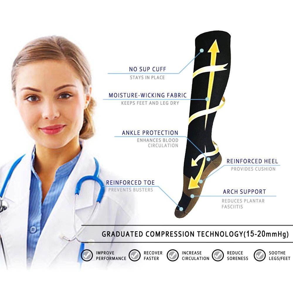 AntiFatigue Unisex Men Women Compression Socks for