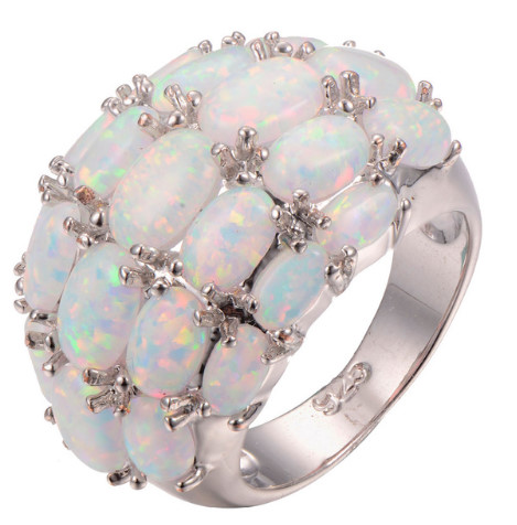 TripleClicks.com: White Fire Opal 925 sterling silver Ring