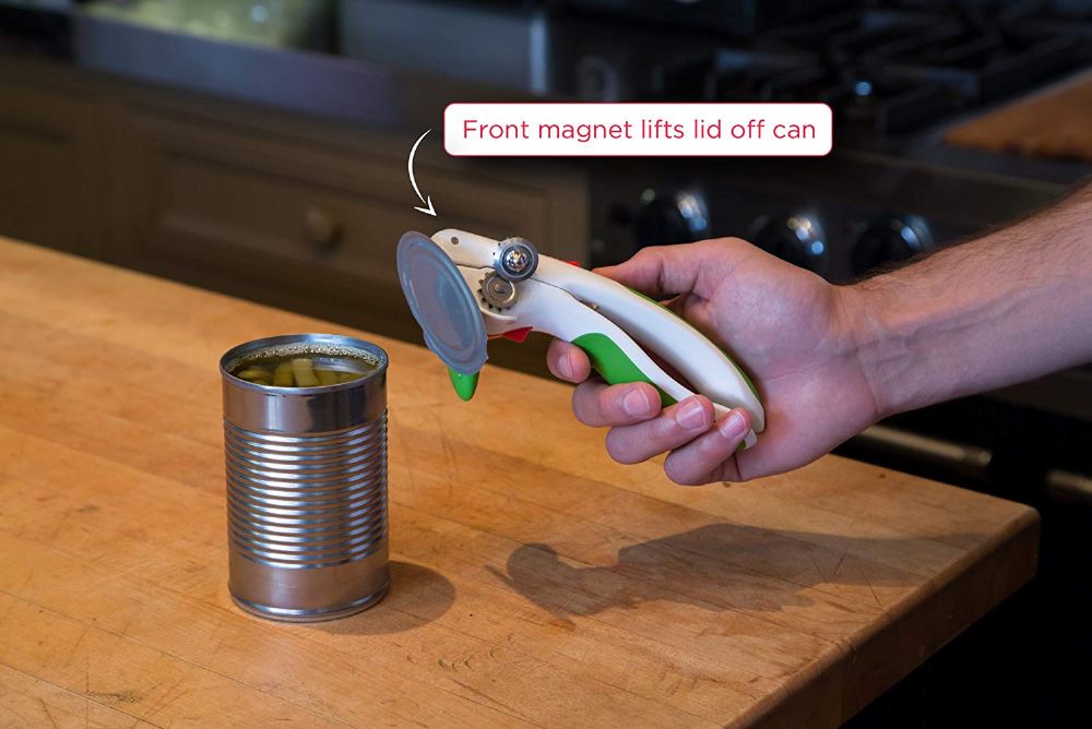 Lock N' Lift Can Opener with Lid Lifter Green