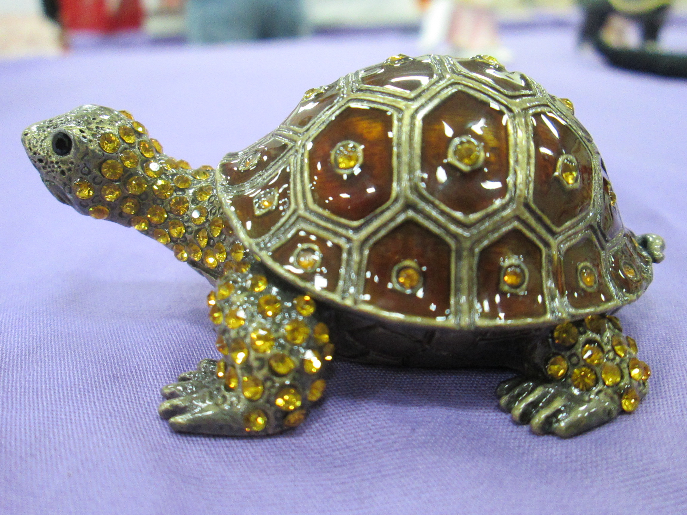 Brown Tortoise Turtle Jewelry Box, Trinket Box