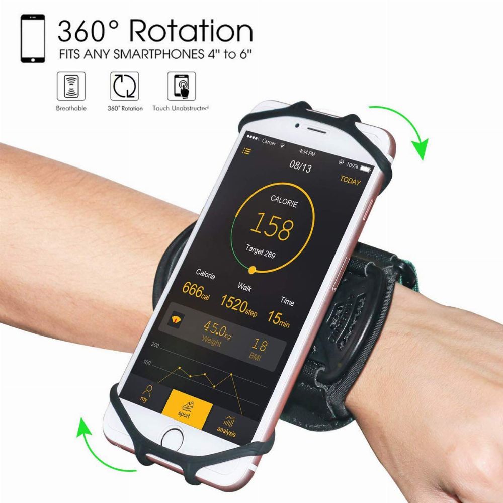 Wristband Phone Holder,HC 360°Rotatable