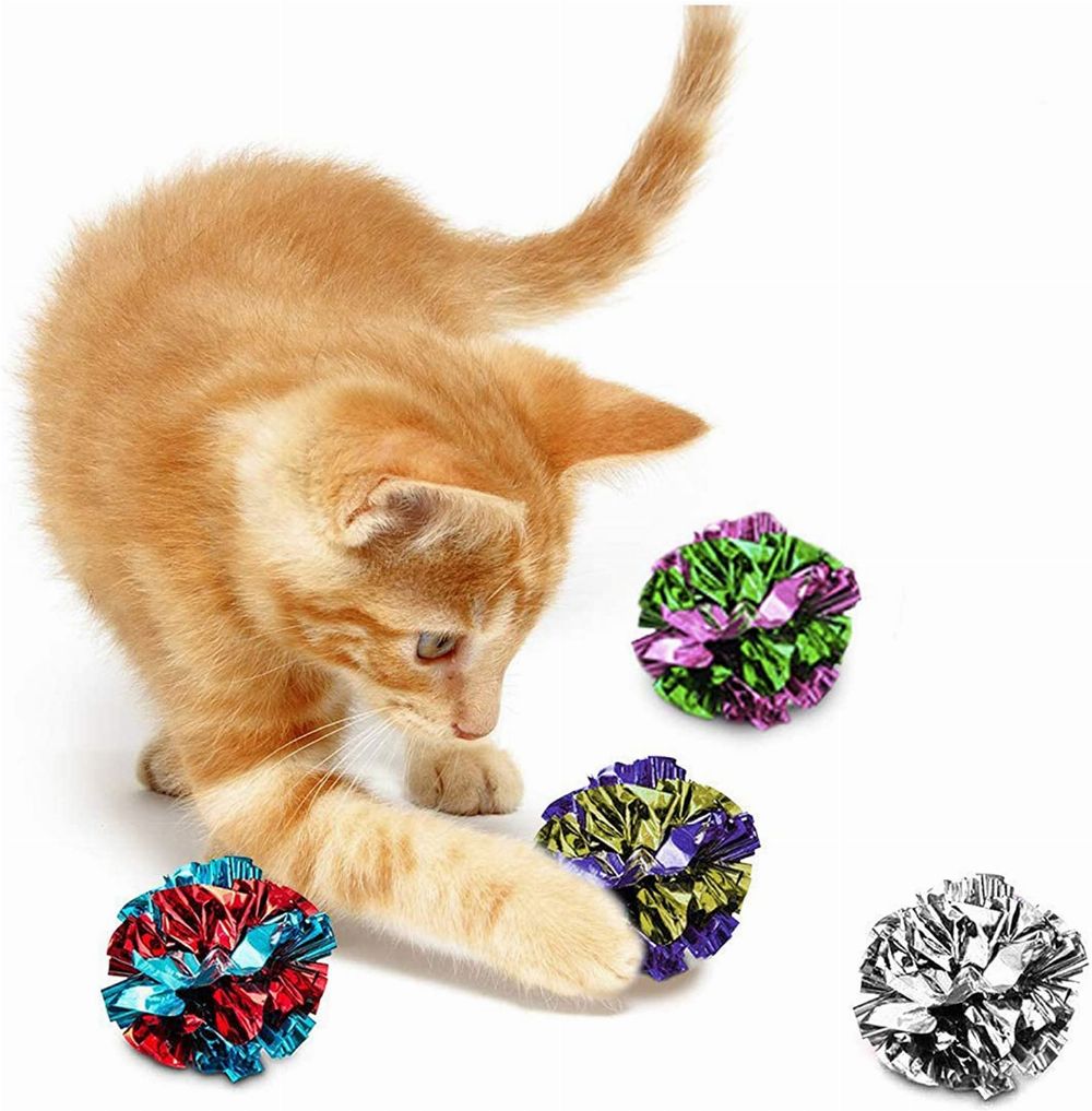 Crinkle Balls for Cats, 1.52 Inches, Shiny and
